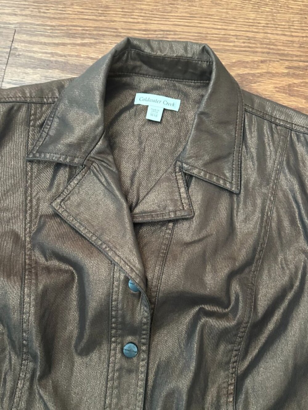 Coldwater Creek Metallic Shimmer Jean-Style Jacket Plus Size 18W, 1X - Picture 5 of 12
